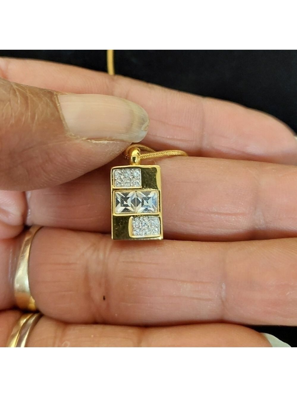 Vintage Butler Crystal Pendant on Gold-tone Chain
